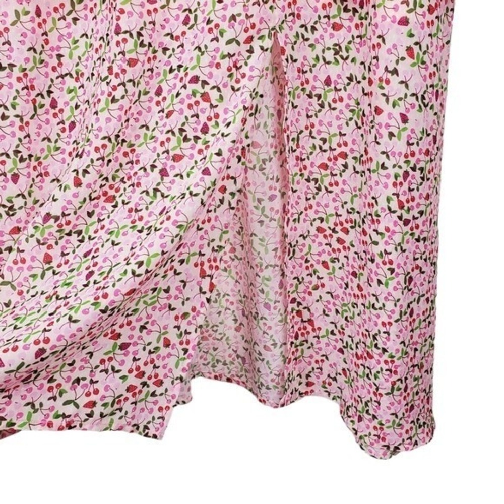 Eloquii Womens Pink Red Strawberry Cherry Print Side Slit Midi Skirt Size 20 - Picture 3 of 5
